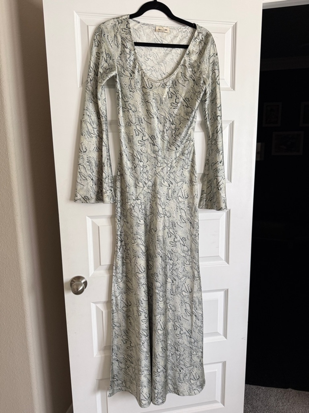 Long Sleeve Bias-cut Maxi Dress